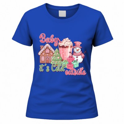 Western Christmas Santa Pink Christmas ItS Cold Outside Gift Women's T-Shirt