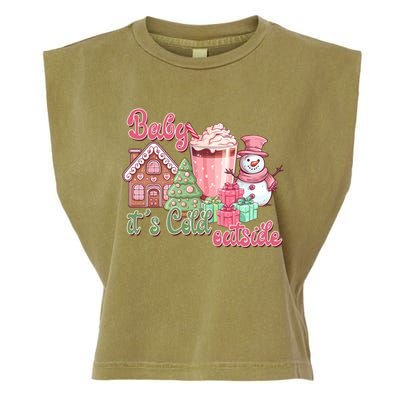 Western Christmas Santa Pink Christmas ItS Cold Outside Gift Garment-Dyed Women's Muscle Tee