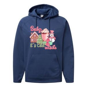 Western Christmas Santa Pink Christmas ItS Cold Outside Gift Performance Fleece Hoodie