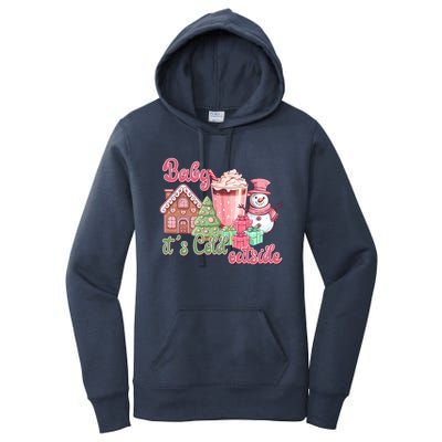 Western Christmas Santa Pink Christmas ItS Cold Outside Gift Women's Pullover Hoodie