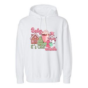 Western Christmas Santa Pink Christmas ItS Cold Outside Gift Garment-Dyed Fleece Hoodie