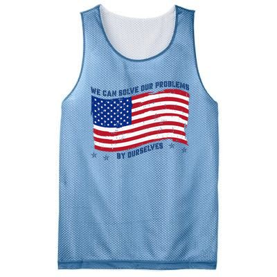 We Can Solve Our Problems By Ourselves American Flag Mesh Reversible Basketball Jersey Tank