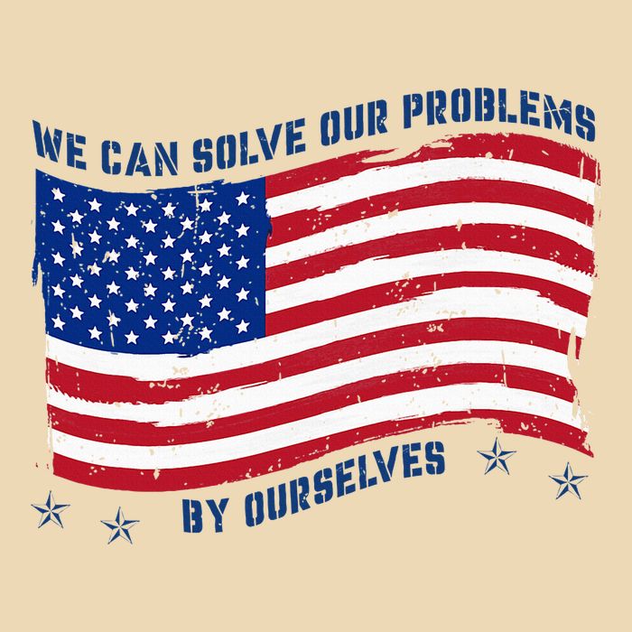 We Can Solve Our Problems By Ourselves American Flag Full-Length Apron With Pockets