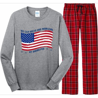 We Can Solve Our Problems By Ourselves American Flag Long Sleeve Pajama Set