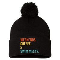 Weekends Coffee Swim Meets Drink Coffee Swimming Funny Swim Pom Pom 12in Knit Beanie