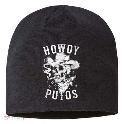 Western Cowboy Skull Hola Howdy Putos Spanish Slang Sustainable Beanie