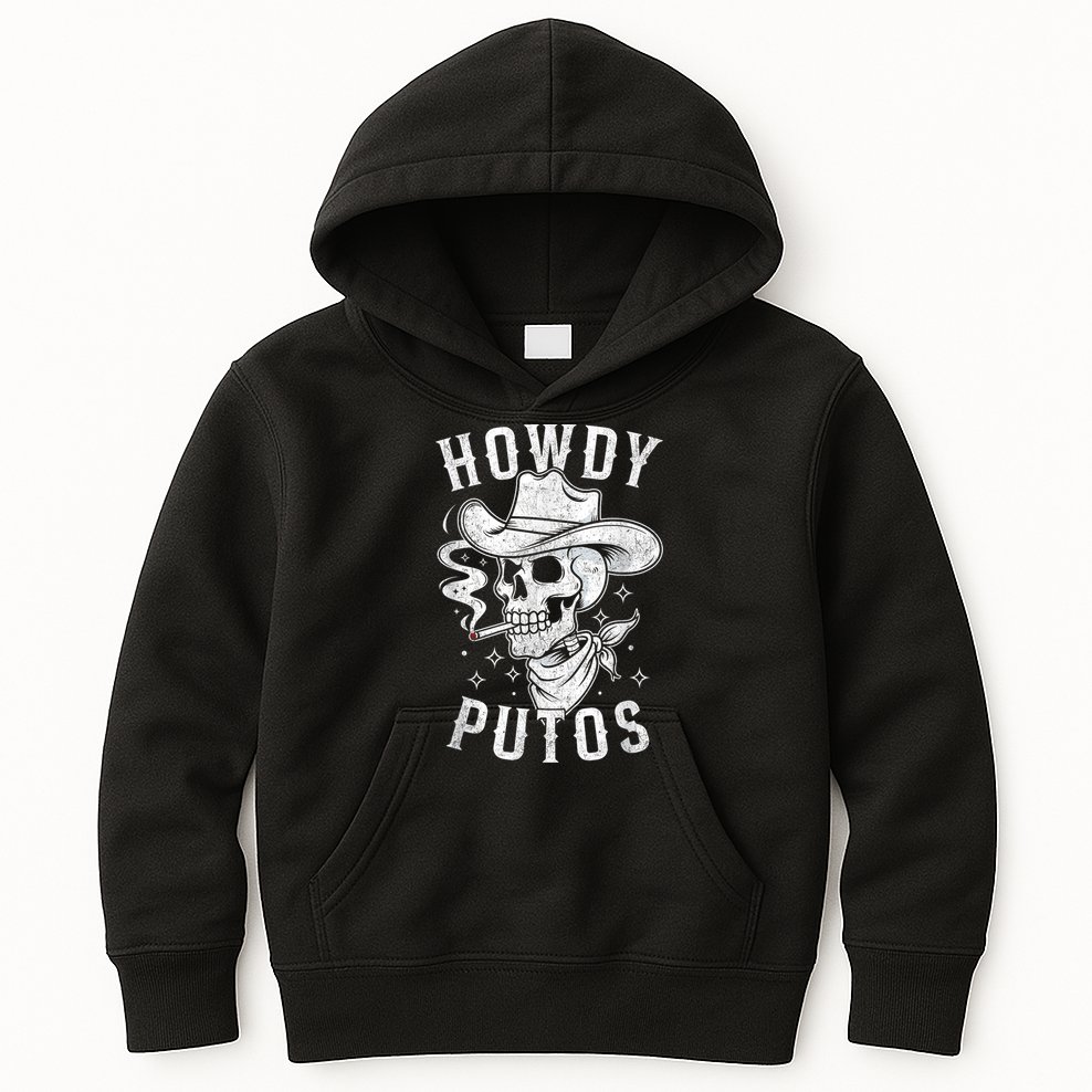 Western Cowboy Skull Hola Howdy Putos Spanish Slang Kids Hoodie