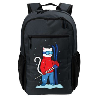 Winter Cat Ski Skier Skiing Meaningful Gift Daily Commute Backpack