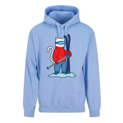 Winter Cat Ski Skier Skiing Meaningful Gift Unisex Surf Hoodie