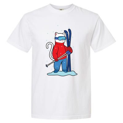 Winter Cat Ski Skier Skiing Meaningful Gift Garment-Dyed Heavyweight T-Shirt