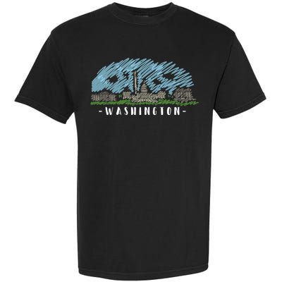 Washington Cartoon Style Illustration Garment-Dyed Heavyweight T-Shirt
