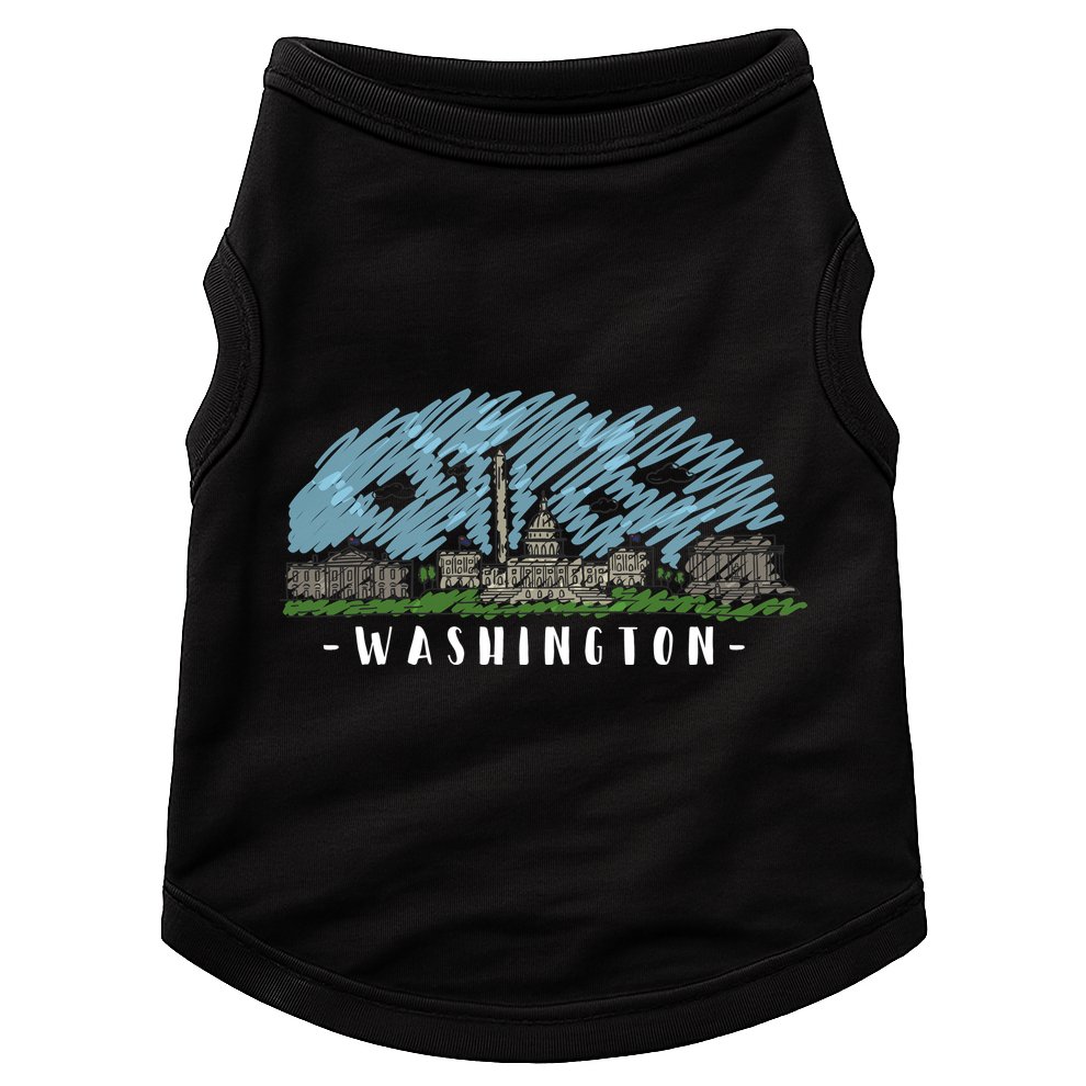 Washington Cartoon Style Illustration Doggie Tank