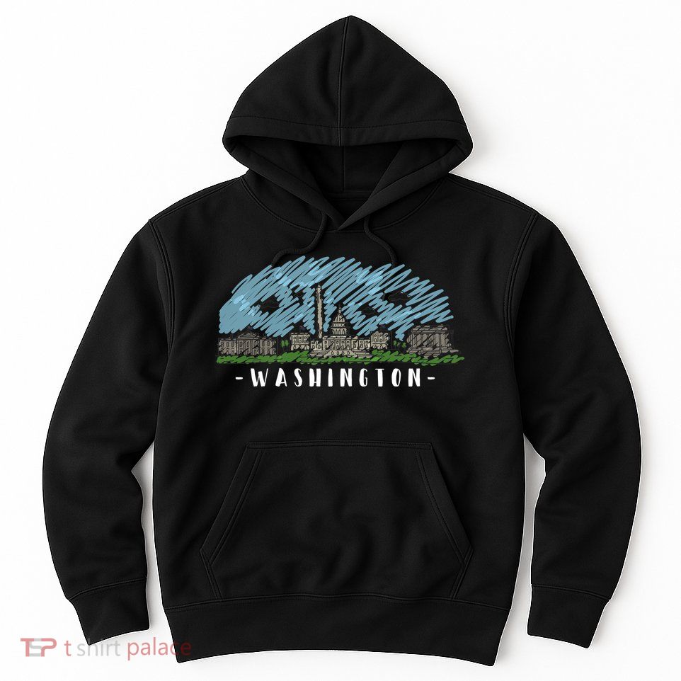 Washington Cartoon Style Illustration Hoodie