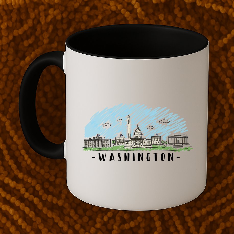 Washington Cartoon Style Illustration Mug