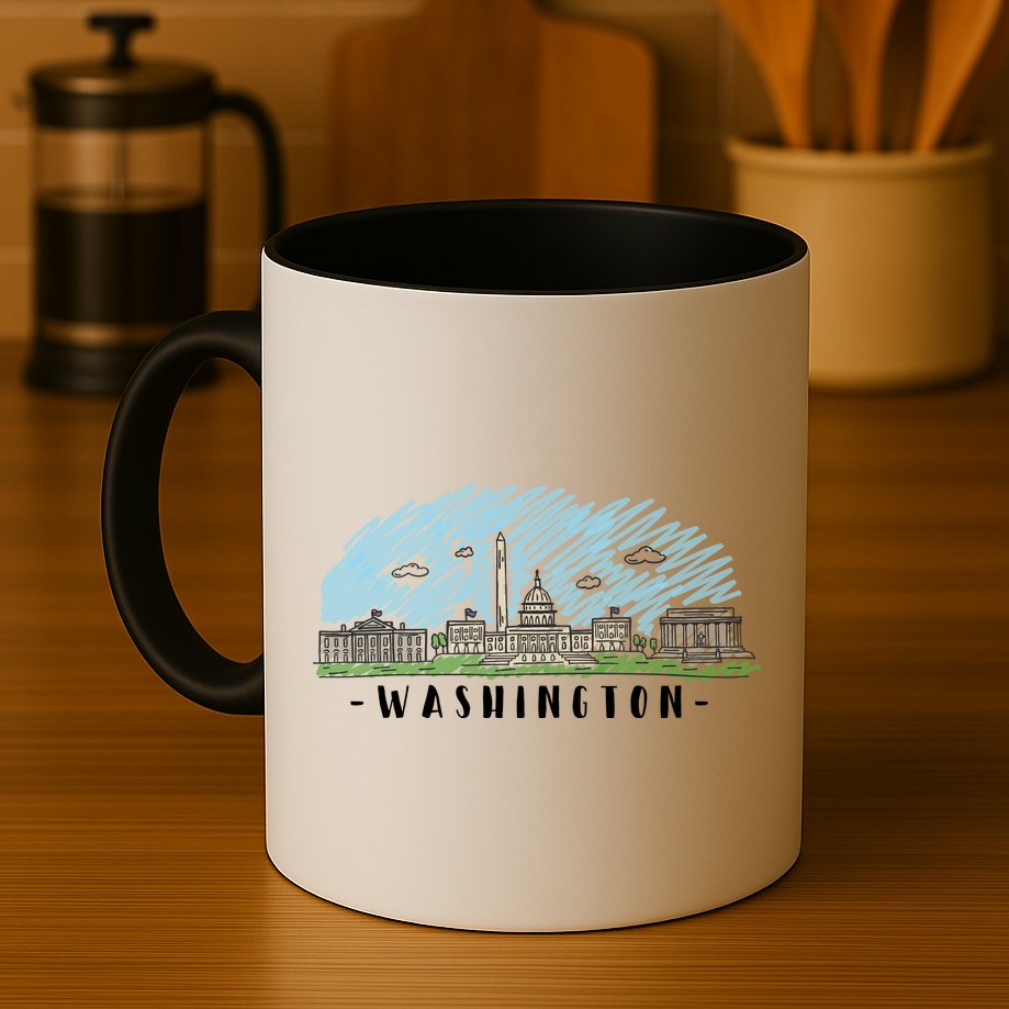 Washington Cartoon Style Illustration Mug