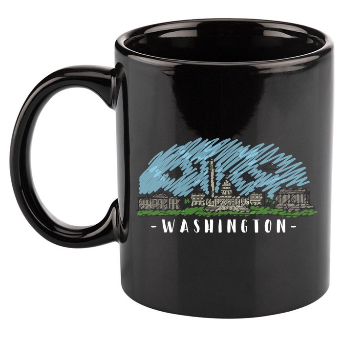 Washington Cartoon Style Illustration 11oz C Handle Ceramic Mug