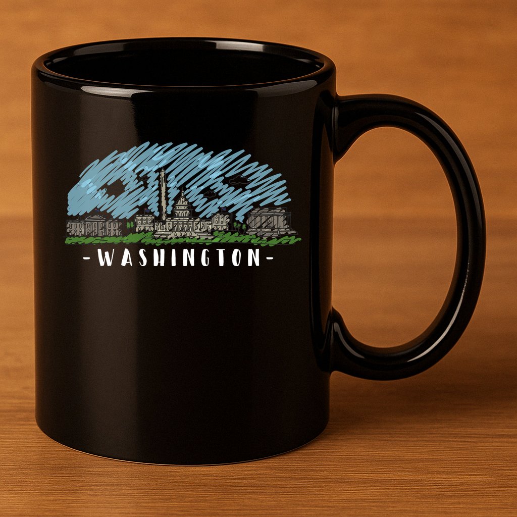 Washington Cartoon Style Illustration 11oz C Handle Ceramic Mug