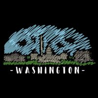 Washington Cartoon Style Illustration Drawstring Bag