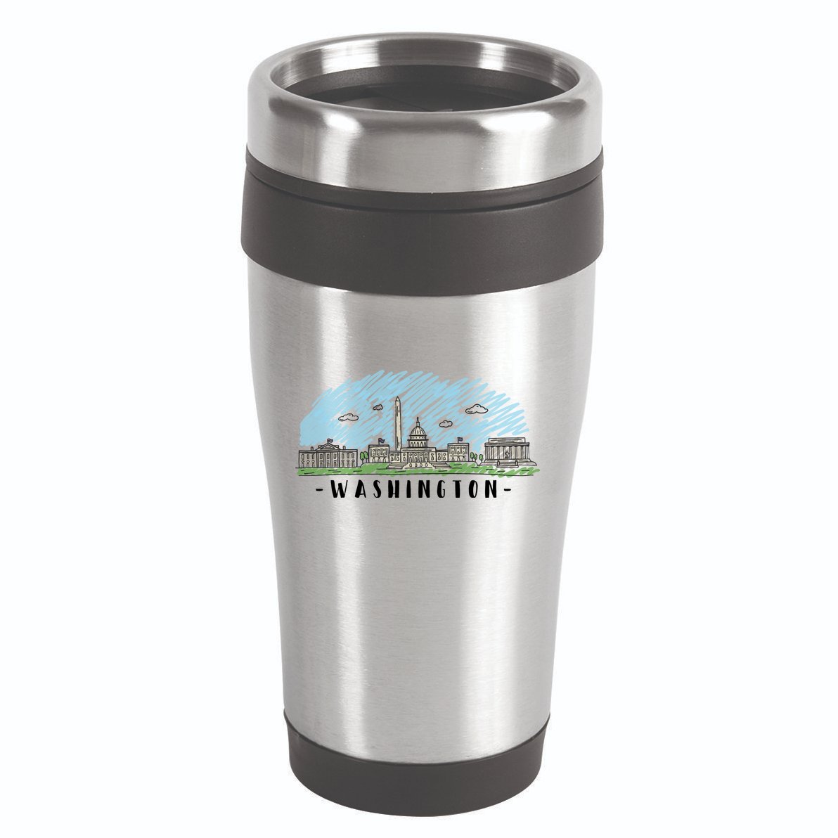 Washington Cartoon Style Illustration 16oz Travel Tumbler