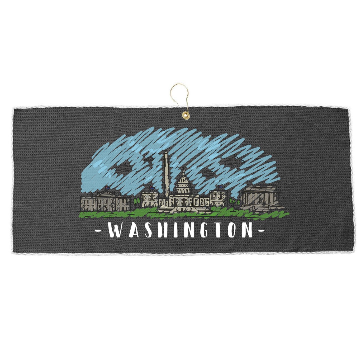 Washington Cartoon Style Illustration Large Microfiber Waffle Golf Towel