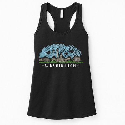 Washington Cartoon Style Illustration Womens Tank Top