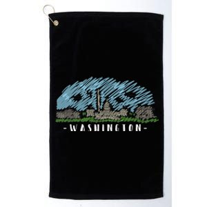 Washington Cartoon Style Illustration Platinum Collection Golf Towel