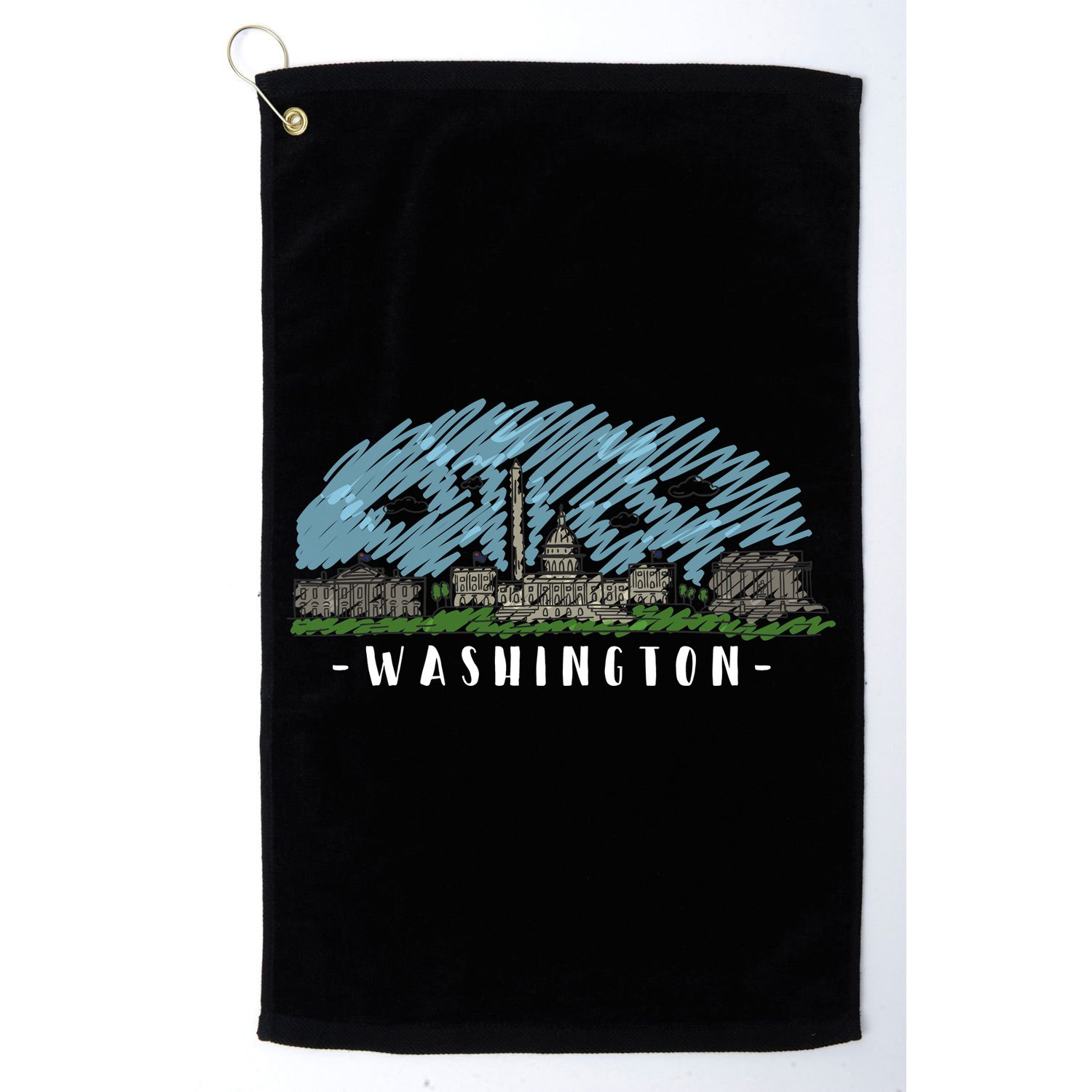 Washington Cartoon Style Illustration Golf Towel