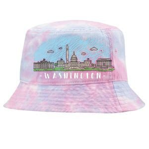 Washington Cartoon Style Illustration Tie-Dyed Bucket Hat