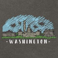 Washington Cartoon Style Illustration Cotton Canvas Backpack