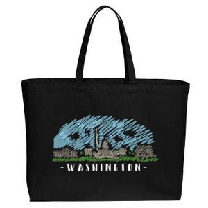 Washington Cartoon Style Illustration Cotton Canvas Jumbo Tote