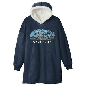 Washington Cartoon Style Illustration Hooded Wearable Blanket