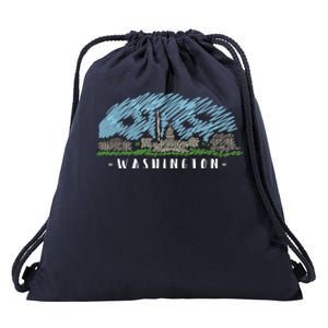 Washington Cartoon Style Illustration Drawstring Bag