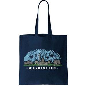 Washington Cartoon Style Illustration Tote Bag