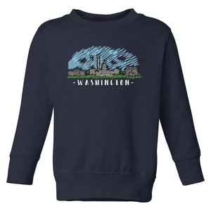 Washington Cartoon Style Illustration Toddler Sweatshirt