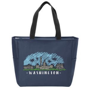 Washington Cartoon Style Illustration Zip Tote Bag