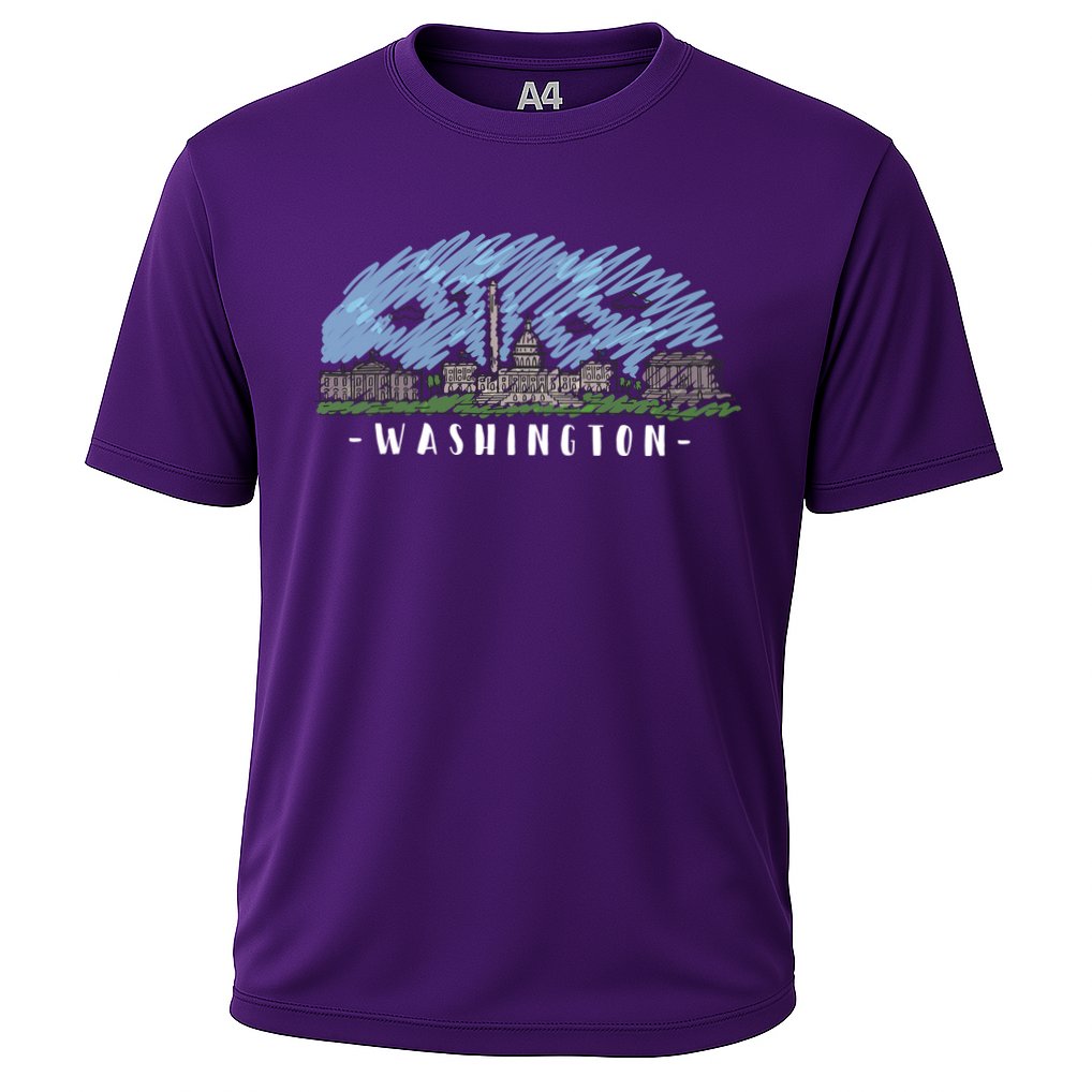 Washington Cartoon Style Illustration Cooling Performance Crew T-Shirt