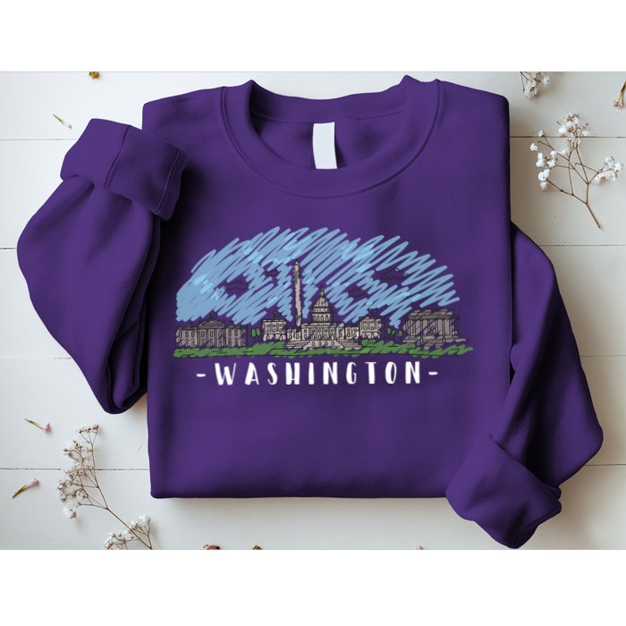 Washington Cartoon Style Illustration Sweatshirt