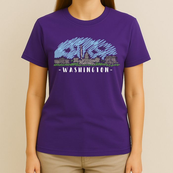 Washington Cartoon Style Illustration T-Shirt