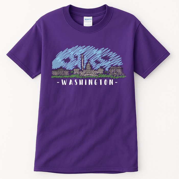 Washington Cartoon Style Illustration Tall T-Shirt