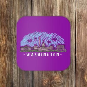 Washington Cartoon Style Illustration Coaster