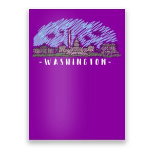 Washington Cartoon Style Illustration Poster