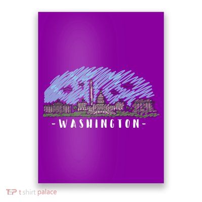 Washington Cartoon Style Illustration Poster