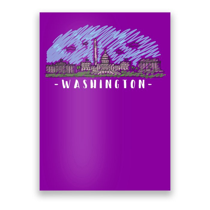 Washington Cartoon Style Illustration Poster