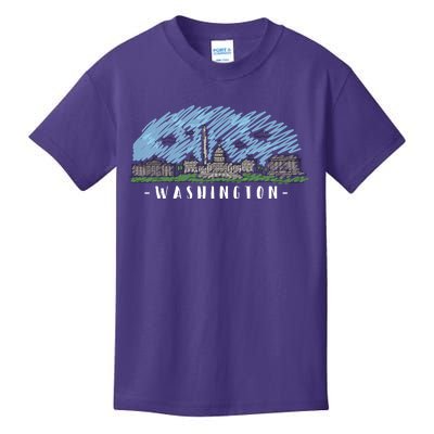 Washington Cartoon Style Illustration Kids T-Shirt