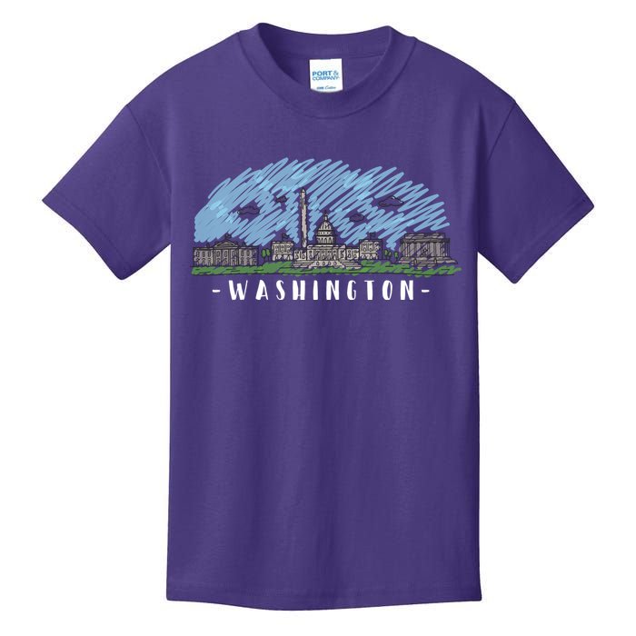 Washington Cartoon Style Illustration Kids T-Shirt