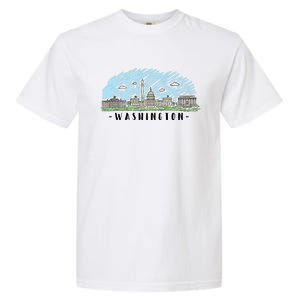 Washington Cartoon Style Illustration Garment-Dyed Heavyweight T-Shirt