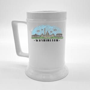 Washington Cartoon Style Illustration Beer Stein