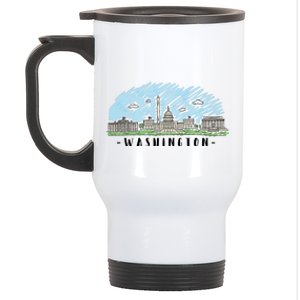 Washington Cartoon Style Illustration Stainless Steel Travel Mug