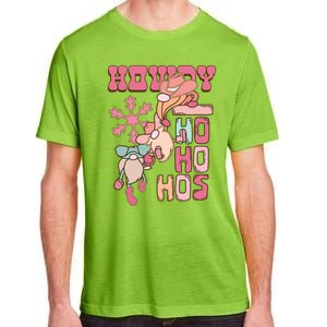 Western Christmas Santa Pink Christmas Howdy Ho Ho Hos Gift Adult ChromaSoft Performance T-Shirt