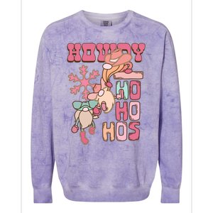 Western Christmas Santa Pink Christmas Howdy Ho Ho Hos Gift Colorblast Crewneck Sweatshirt